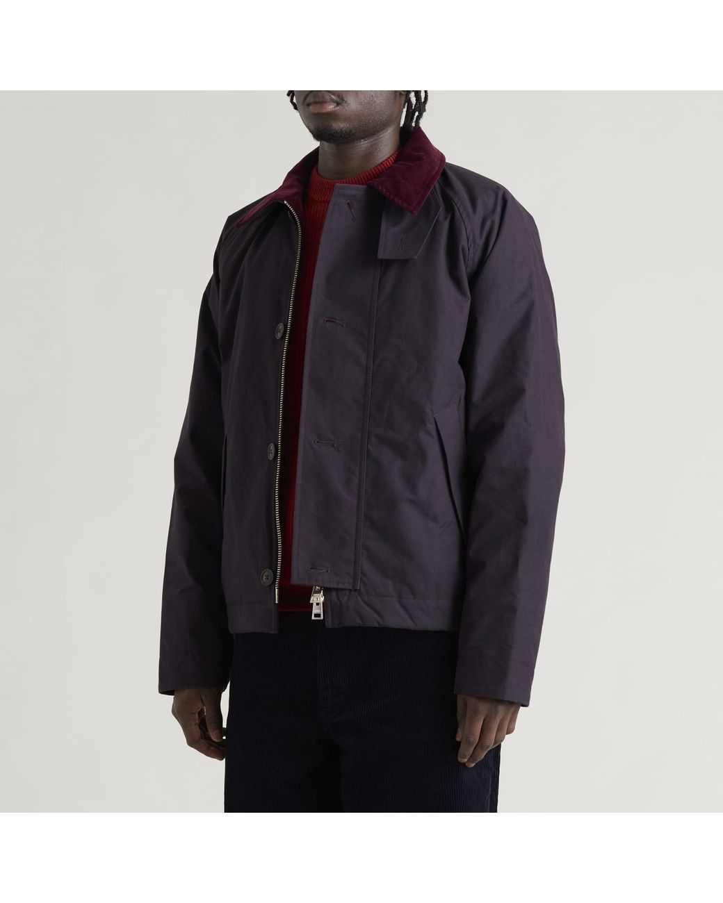 Norse Projects Blue Holmen Wax Raglan Insulated Jacket for men