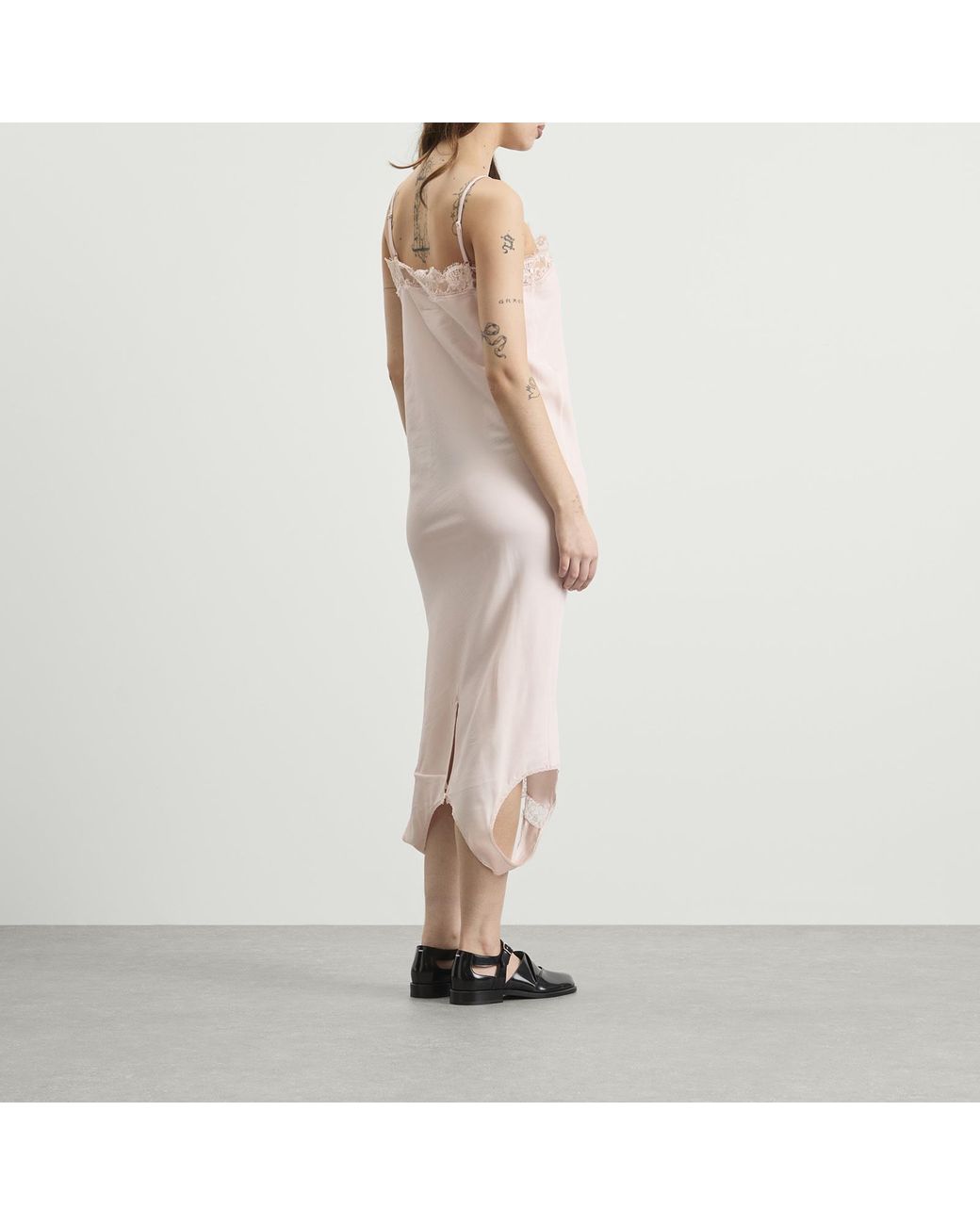 Maison Margiela Pink Mm6 Lace Cami Midi Dress