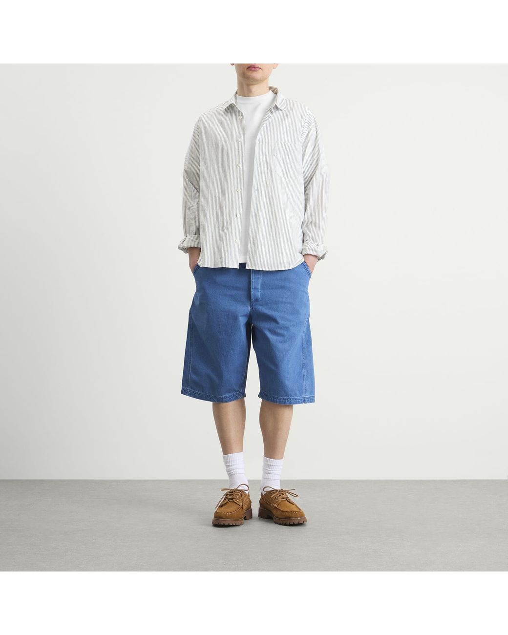 YMC Blue 90's Denim Twisted Shorts for men
