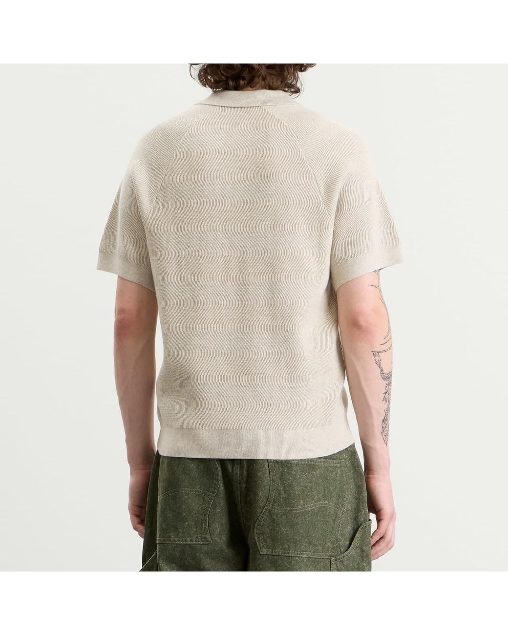 Dime Natural Cable Knit Polo for men