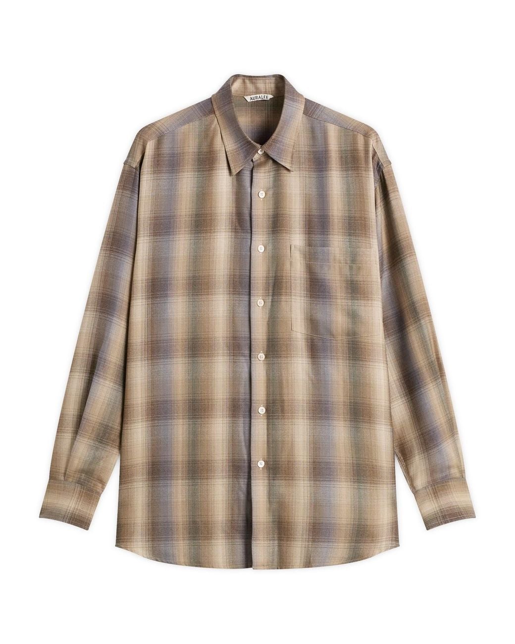AURALEE Super Light Wool Check Shirt in Brown for Men | Lyst UK