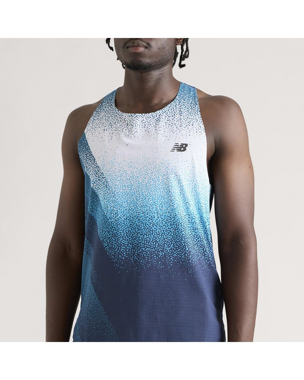 New Balance Blue Race Day Ultra Light Printed Singlet for men