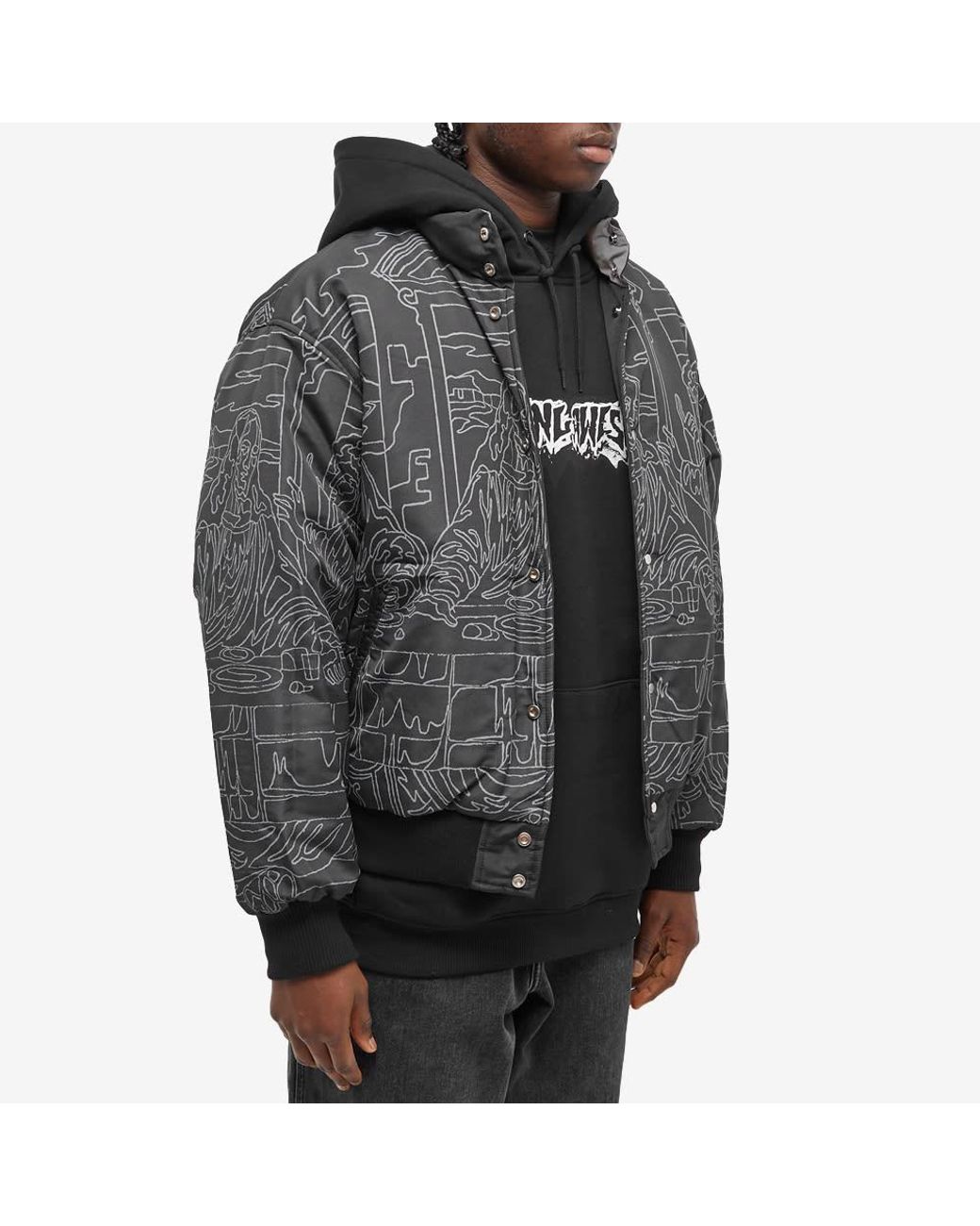 Fucking Awesome Reversible Varsity Puffer Jacket in Black for Men