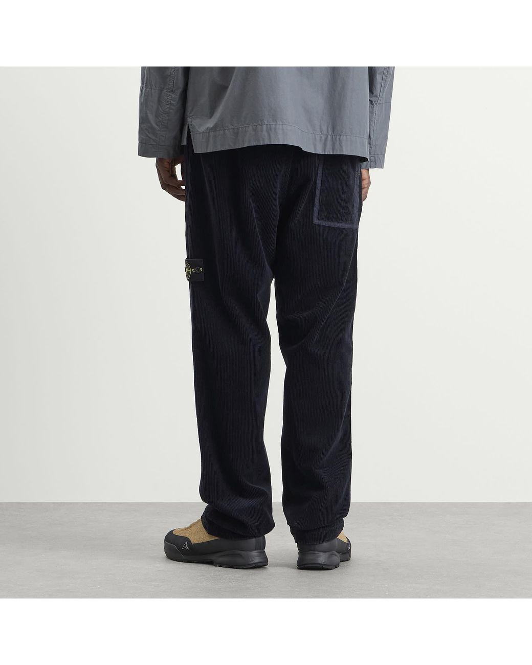 Stone Island Blue Organic Cotton Corduroy Trousers for men