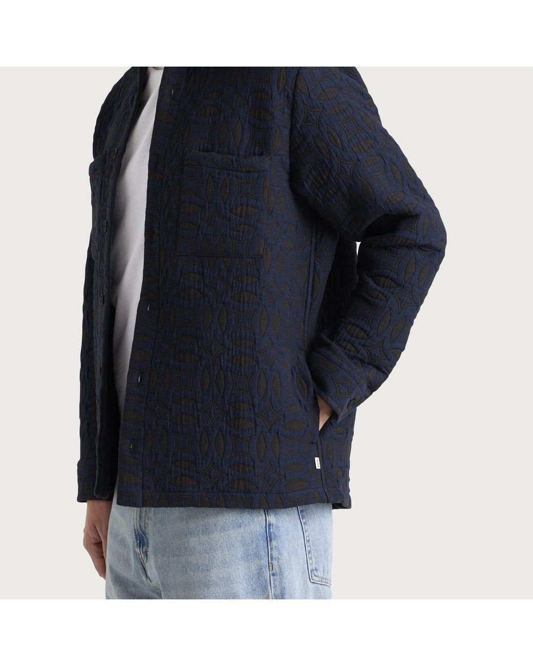 Wax London Blue Otto Ornate Quilt Overshirt for men