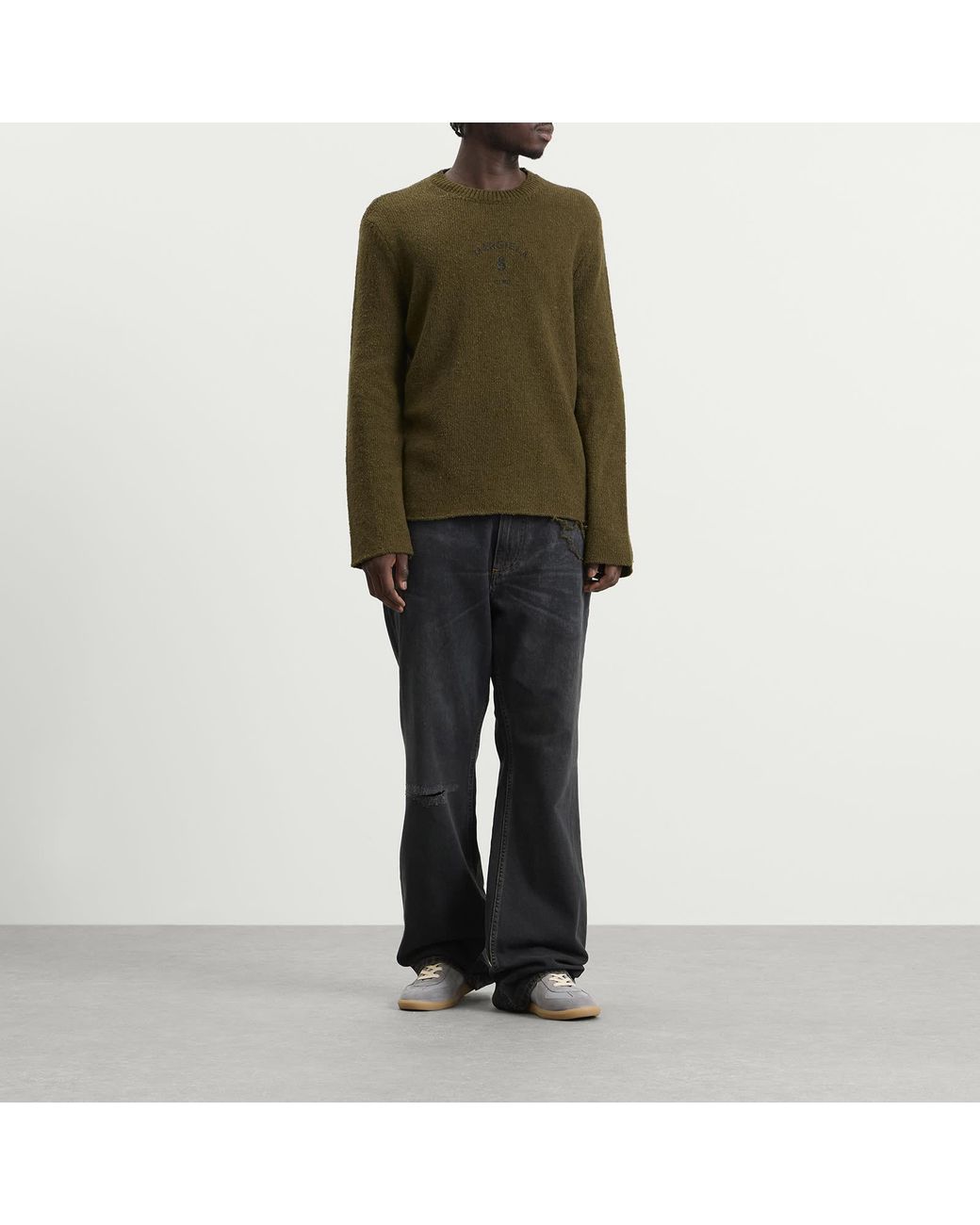 Maison Margiela Green Mm6 6 Logo Crewneck Jumper for men