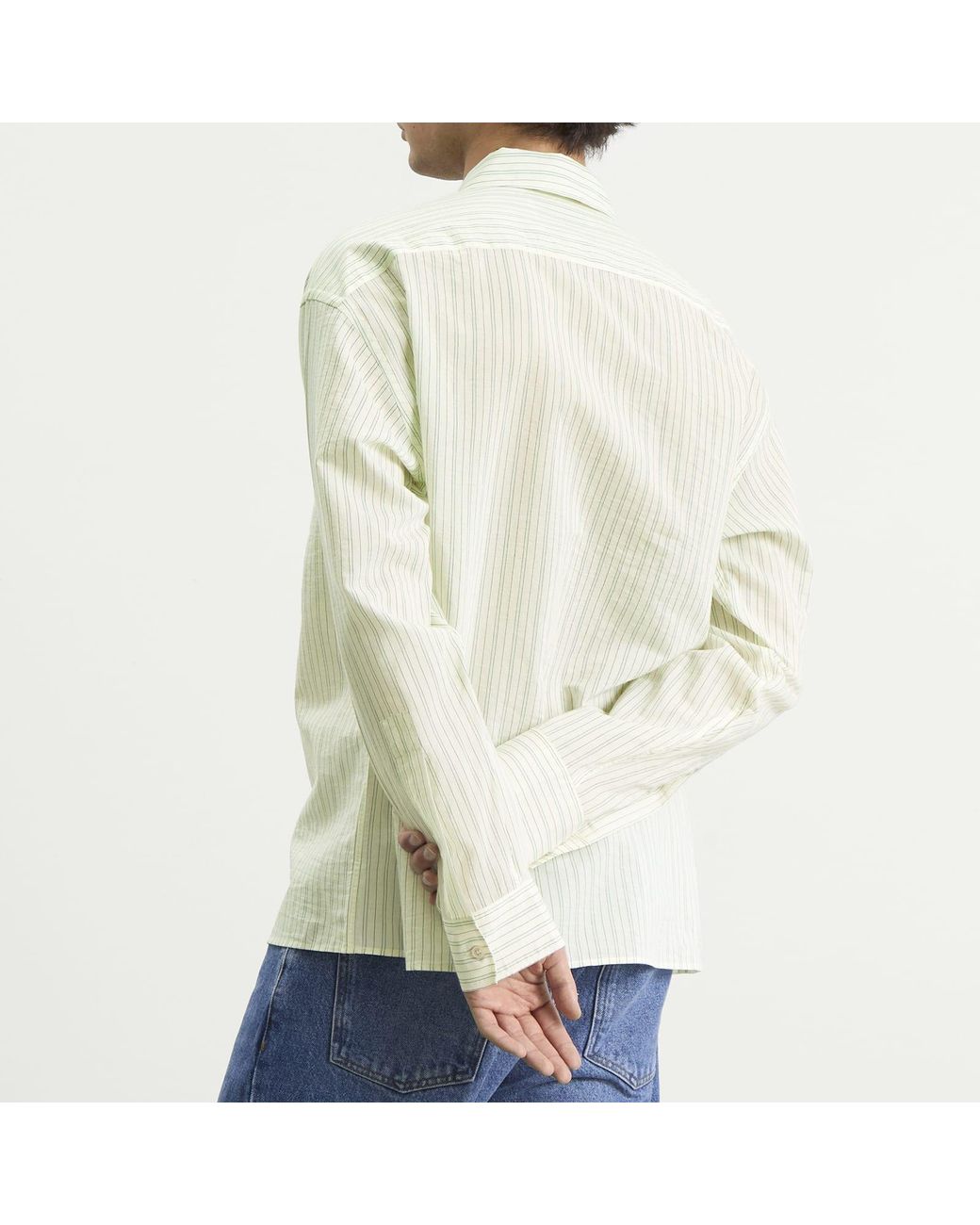 Studio Nicholson White Hal Cotton Silk Stripe Shirt for men