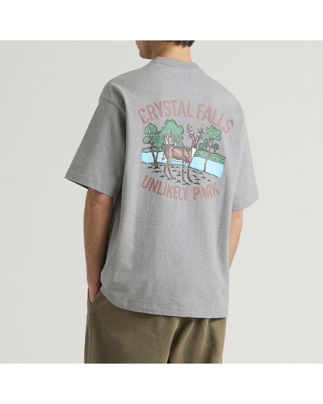 Unlikely Dry Goods Gray Crystal Falls Graphic T-Shirt for men