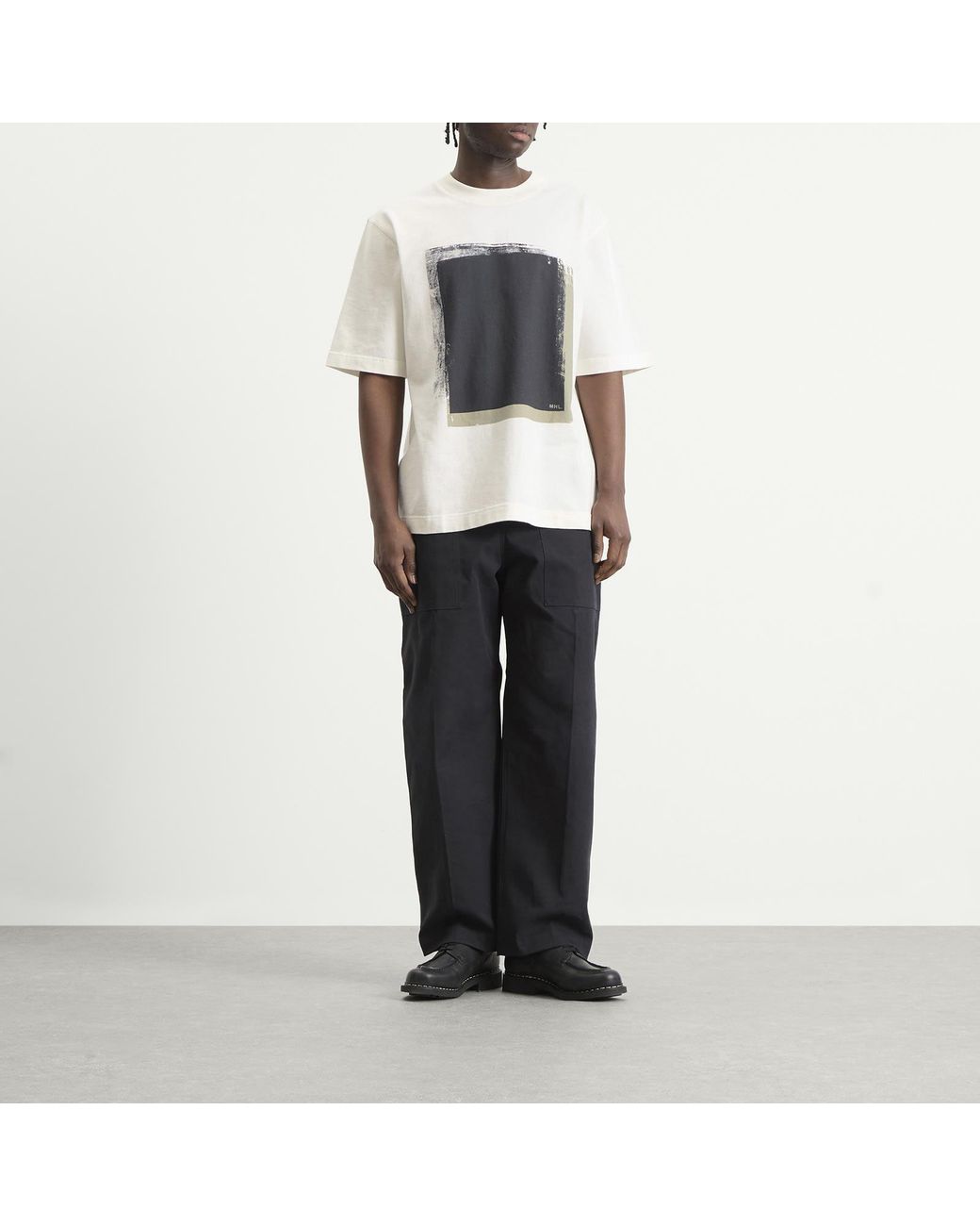 MHL by Margaret Howell White Block Print T-Shirt for men