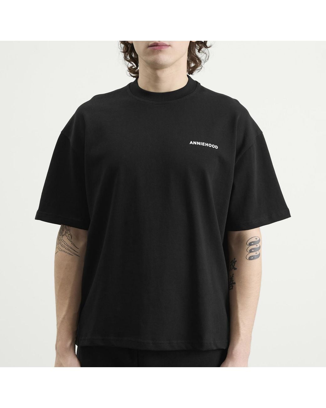Annie Hood Black Mini Logo T-Shirt for men