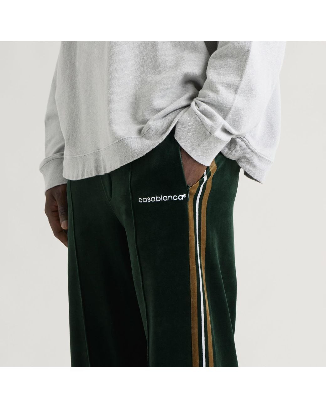 Casablanca Green Velour Stripe Track Pant for men