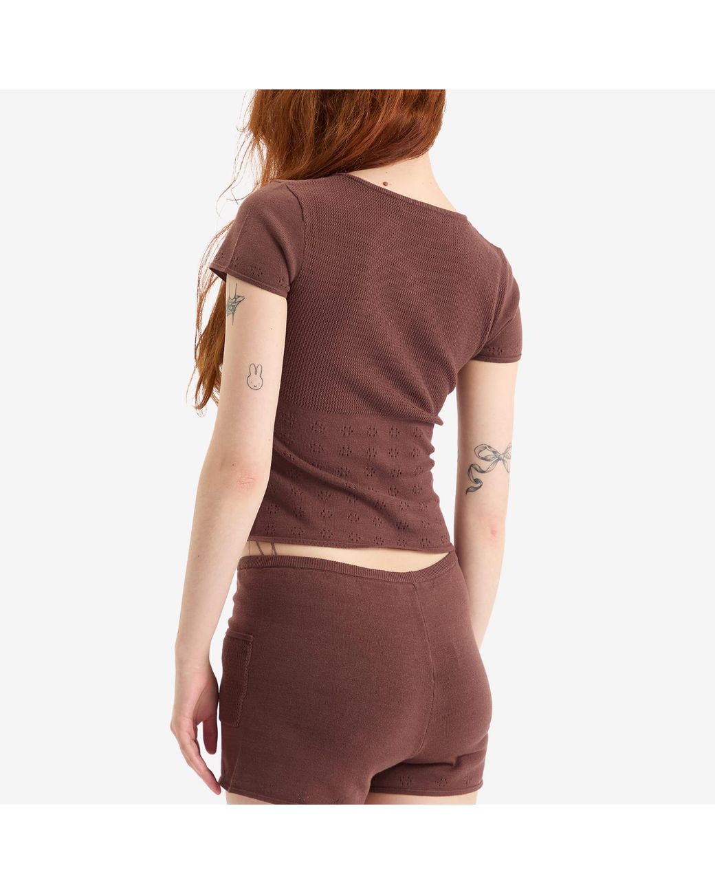 Peachy Den Red Marie Knit Polo Top