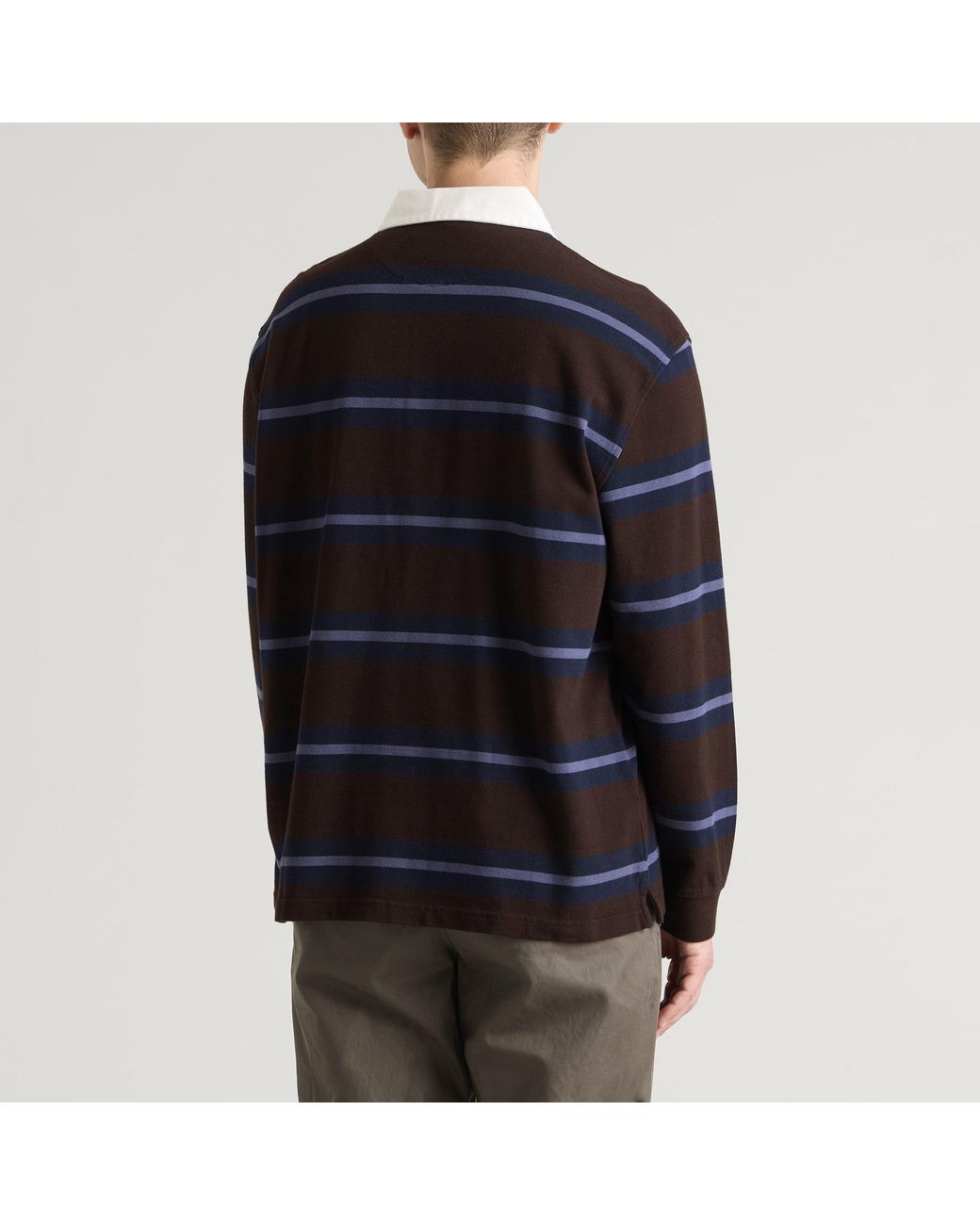 Wax London Black Rowhill Mirror Stripe Rugby Shirt for men