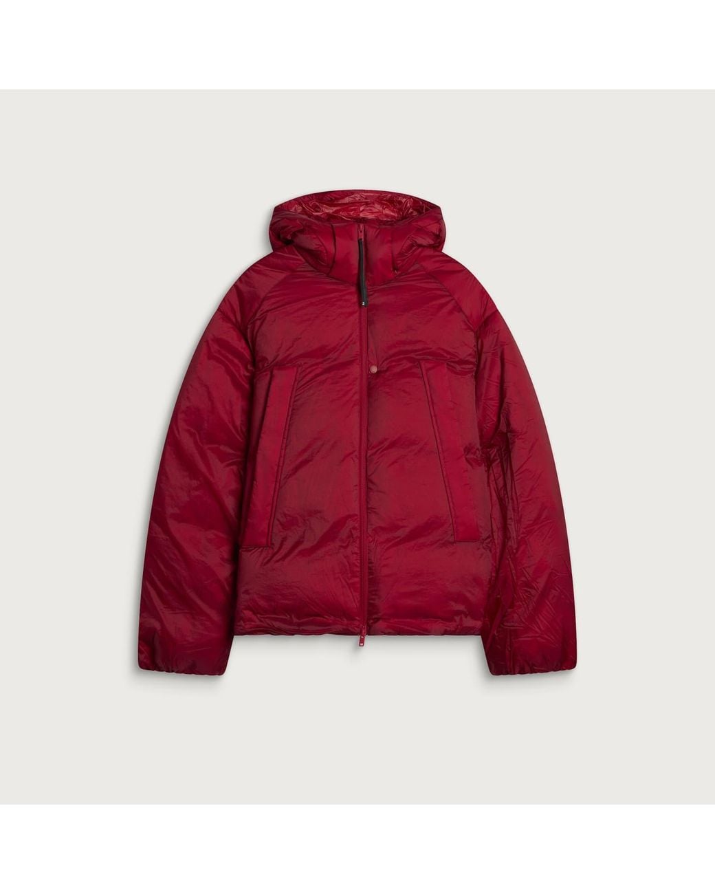 Y-3 Red Hooded Puffer Jacket for men