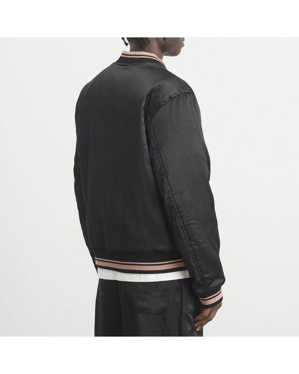 Dries Van Noten Black Abstract Floral Satin Reversible Bomber Jacket for men