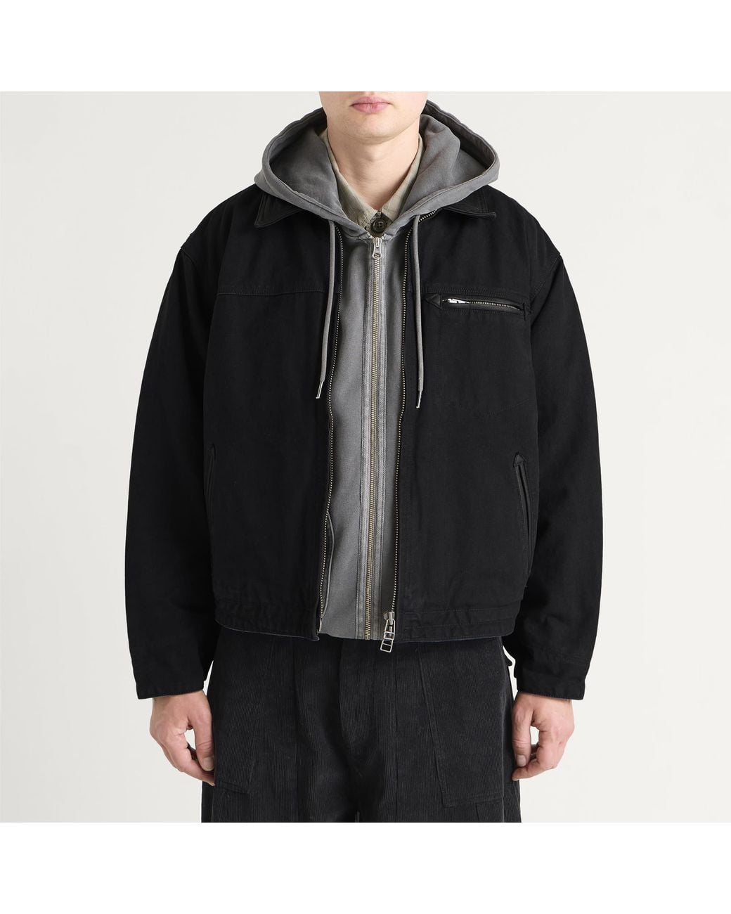 FRIZMWORKS Black Heavy Canvas Destroyed Work Jacket for men