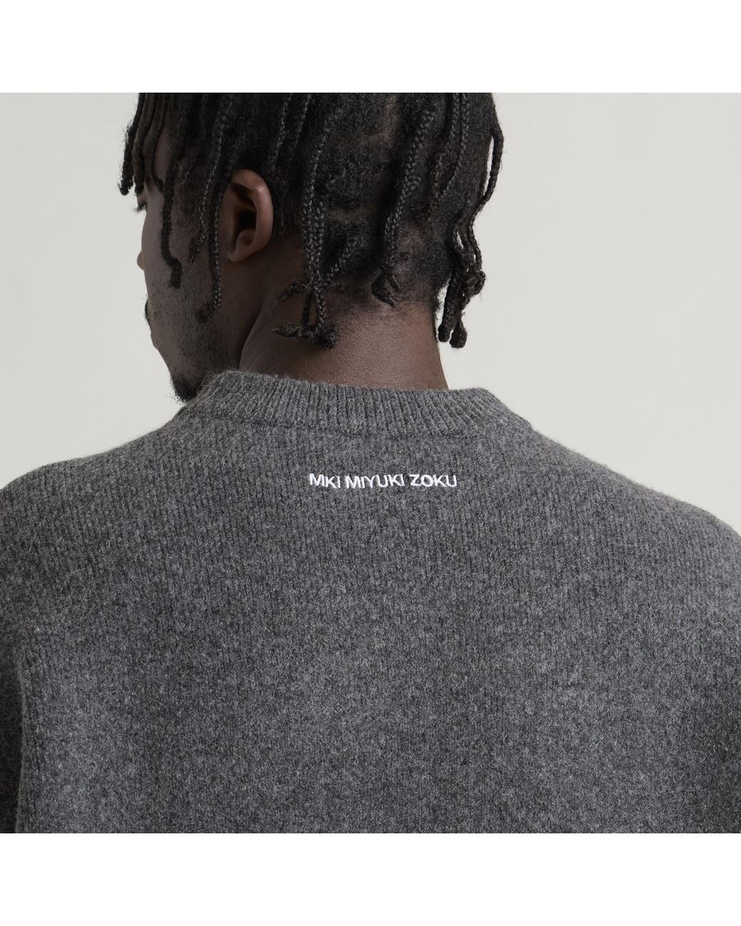 MKI Miyuki-Zoku Gray Double Knit Crewneck for men