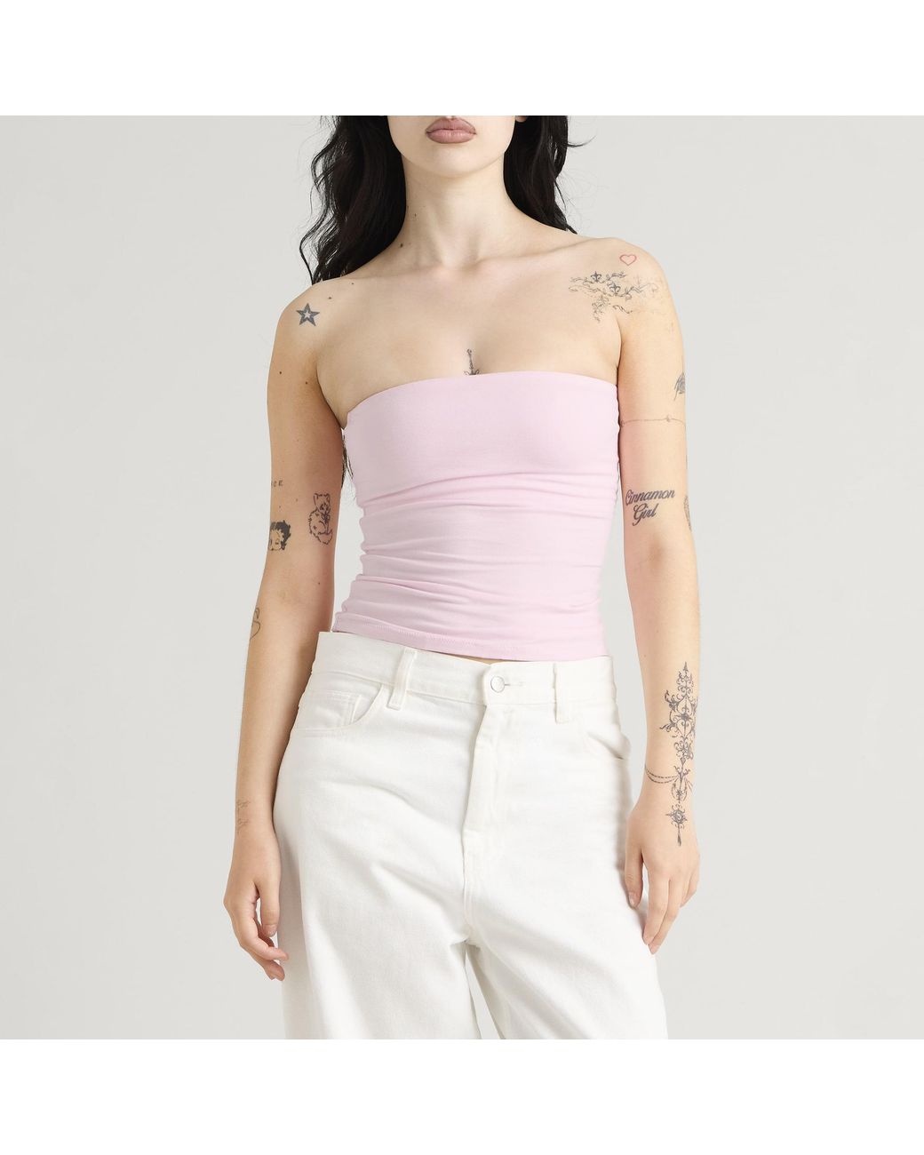 Skims Pink Cotton Jersey Tube Top