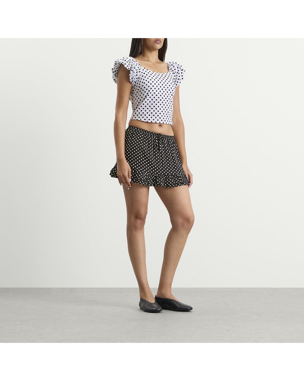 Many Many Clothes Black The Spotty Mini Skirt