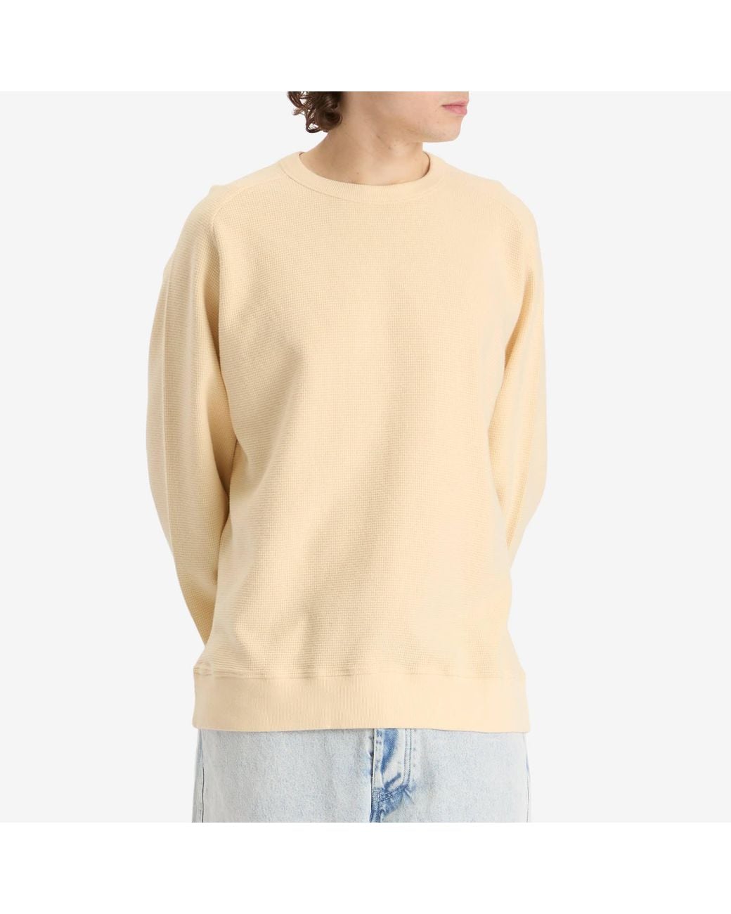 YMC Natural Almost Grown Waffle Sweatshirt for men