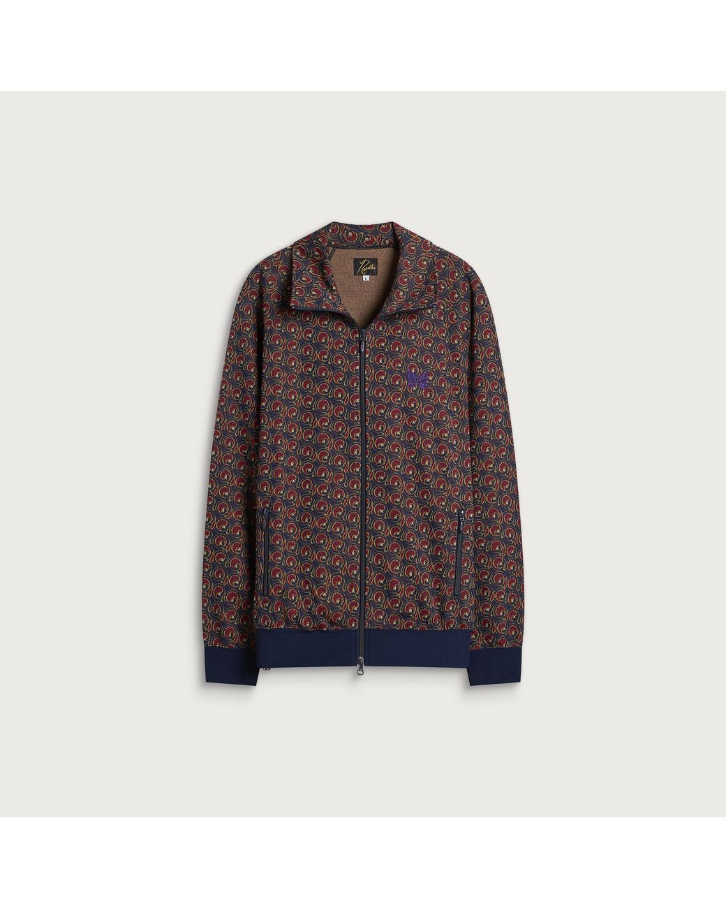 Needles Brown Poly Jacquard Track Jacket for men