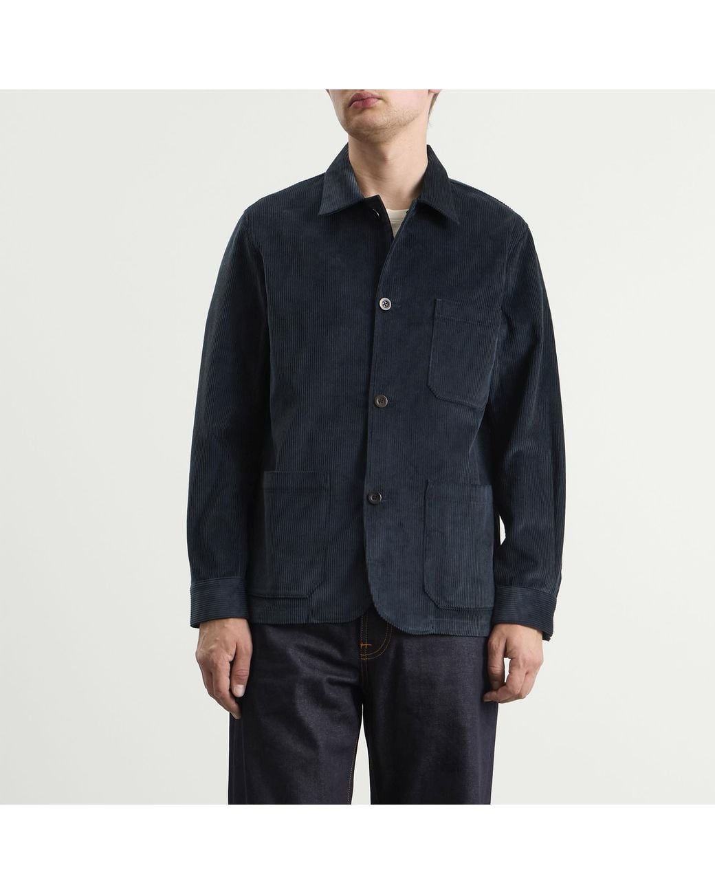 Portuguese Flannel Blue Labura Corduroy Chore Jacket for men
