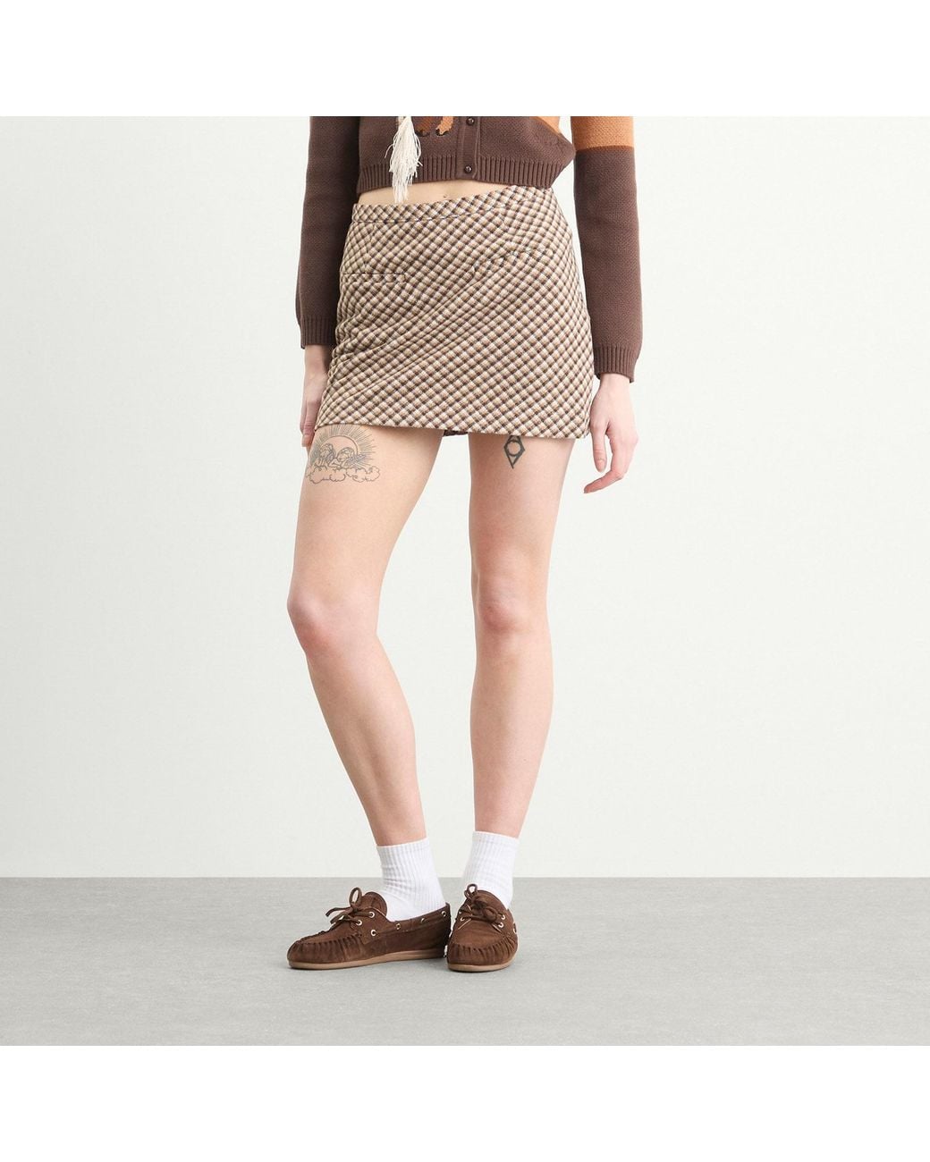 House Of Sunny Natural Retro Blanket Mini Skirt