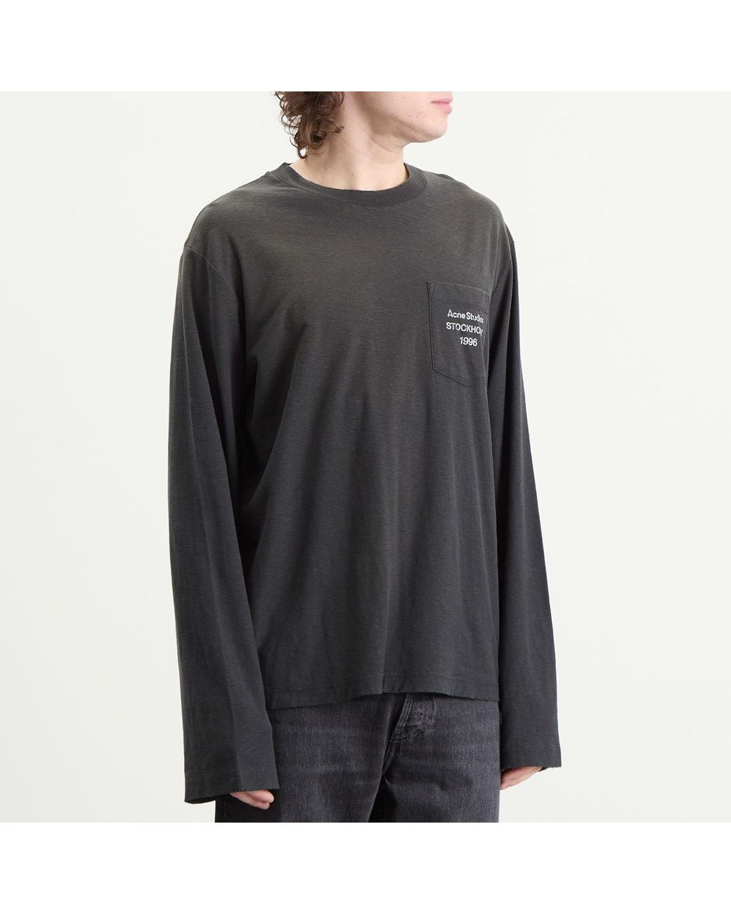 Acne Gray Long Sleeve 1996 Logo Pocket T-Shirt for men