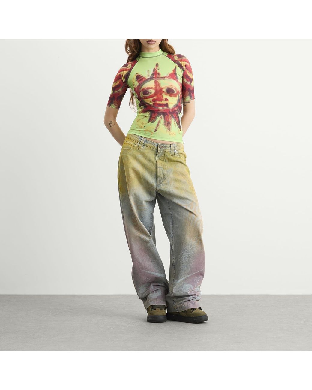PAOLINA RUSSO Green Short Sleeve Rash Guard