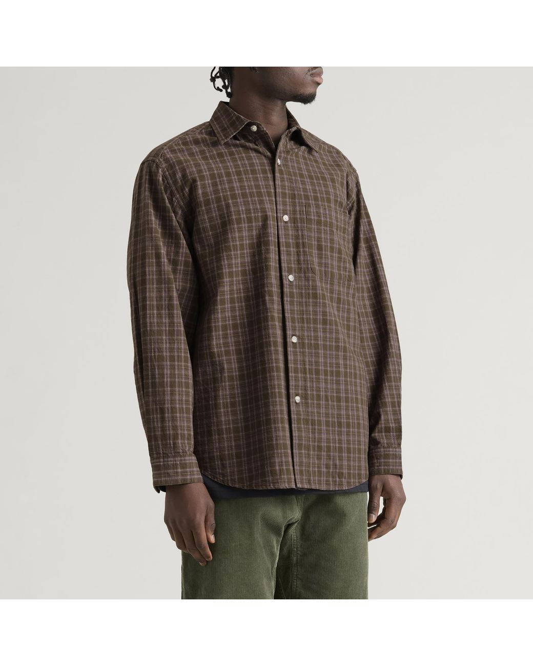 Gramicci Brown Heavyweight Checkered Shirt for men