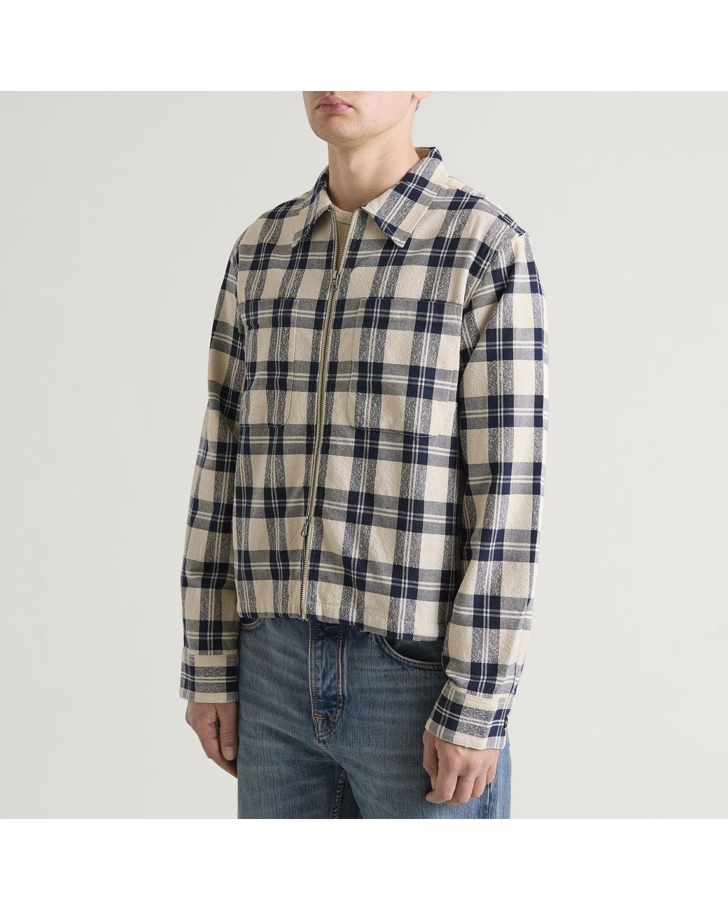 Corridor NYC Blue Capricorn Plaid Zip Jacket for men