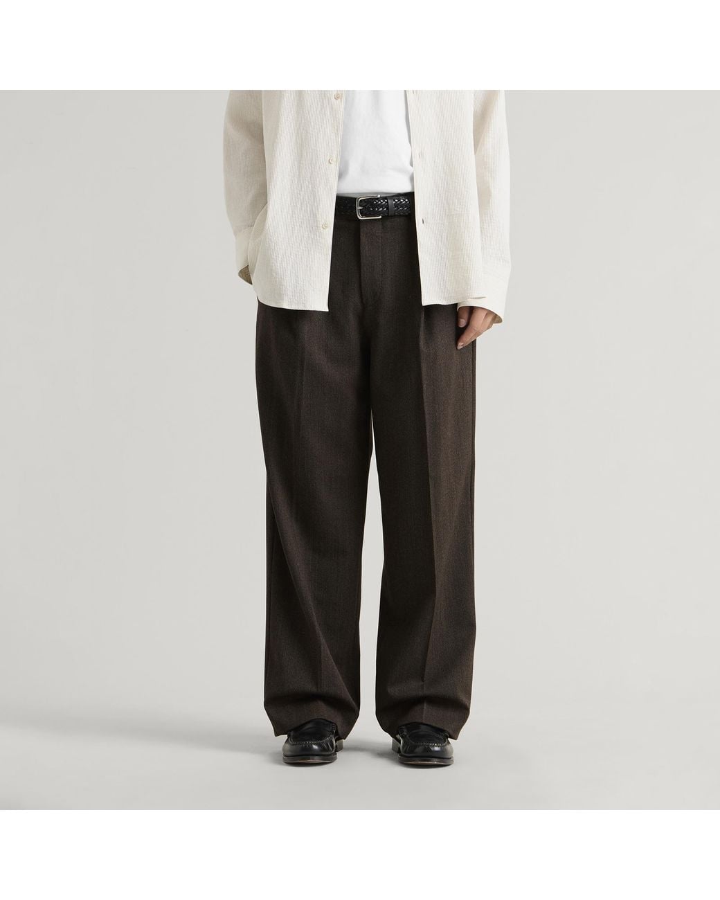 Wax London Black Piper Wool Blend Two Tone Pleated Trousers for men