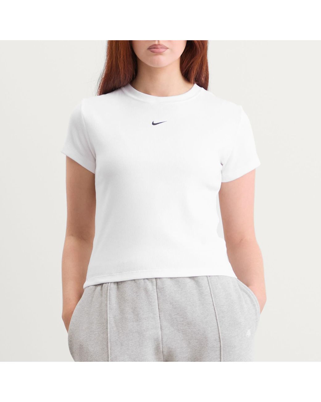 Nike White Tight Ribbed T-Shirt