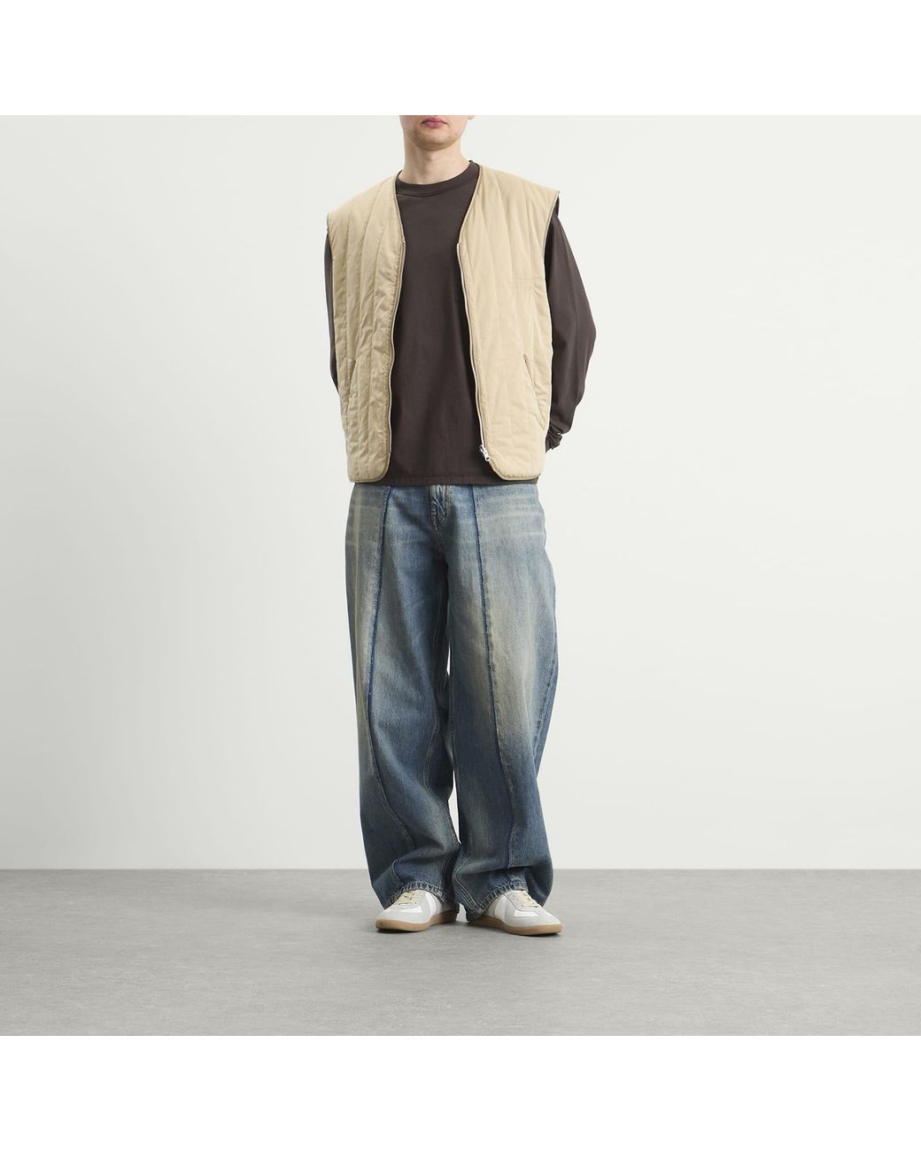 Maison Margiela Natural Mm6 Light Padded Collarless Gilet for men