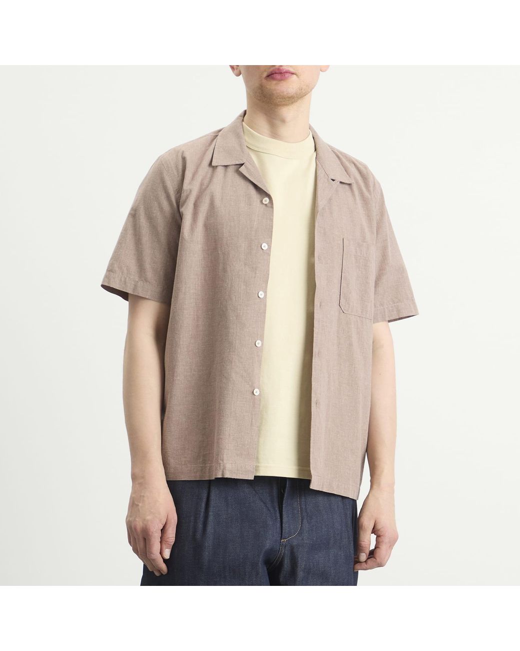 Universal Works Natural Sido Linen Mix Road Shirt for men
