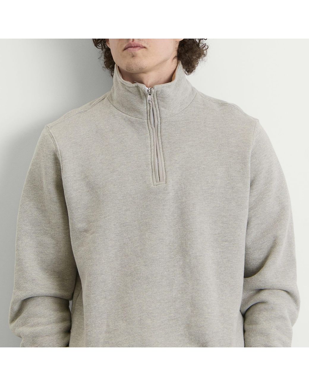 Les Tien Gray Heavyweight Half Zip Yacht Pullover for men