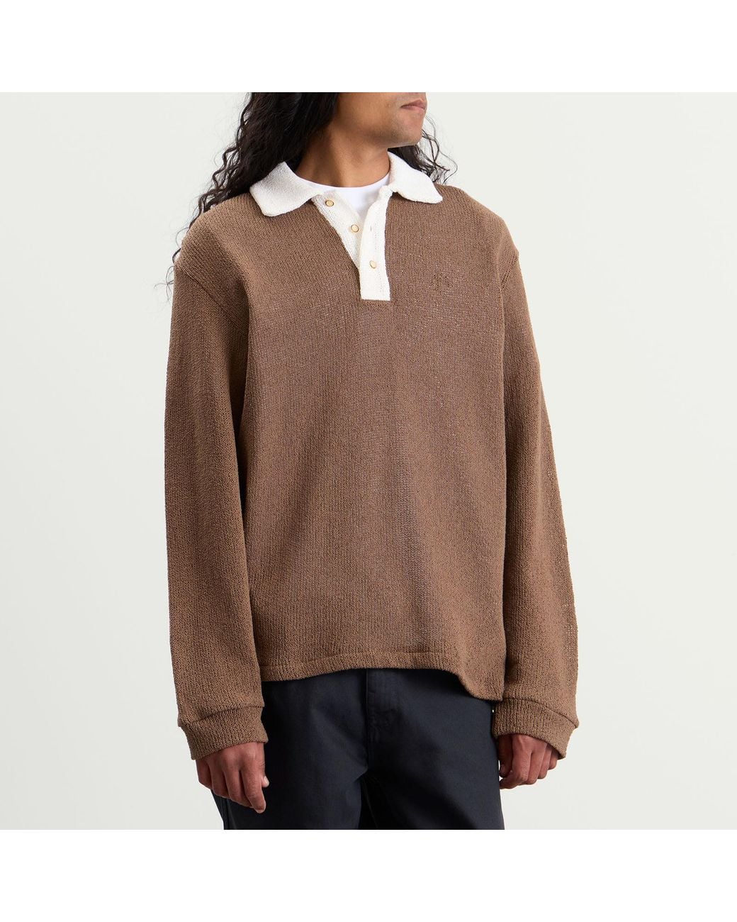 Palmes Brown Knitted Rugby Shirt for men