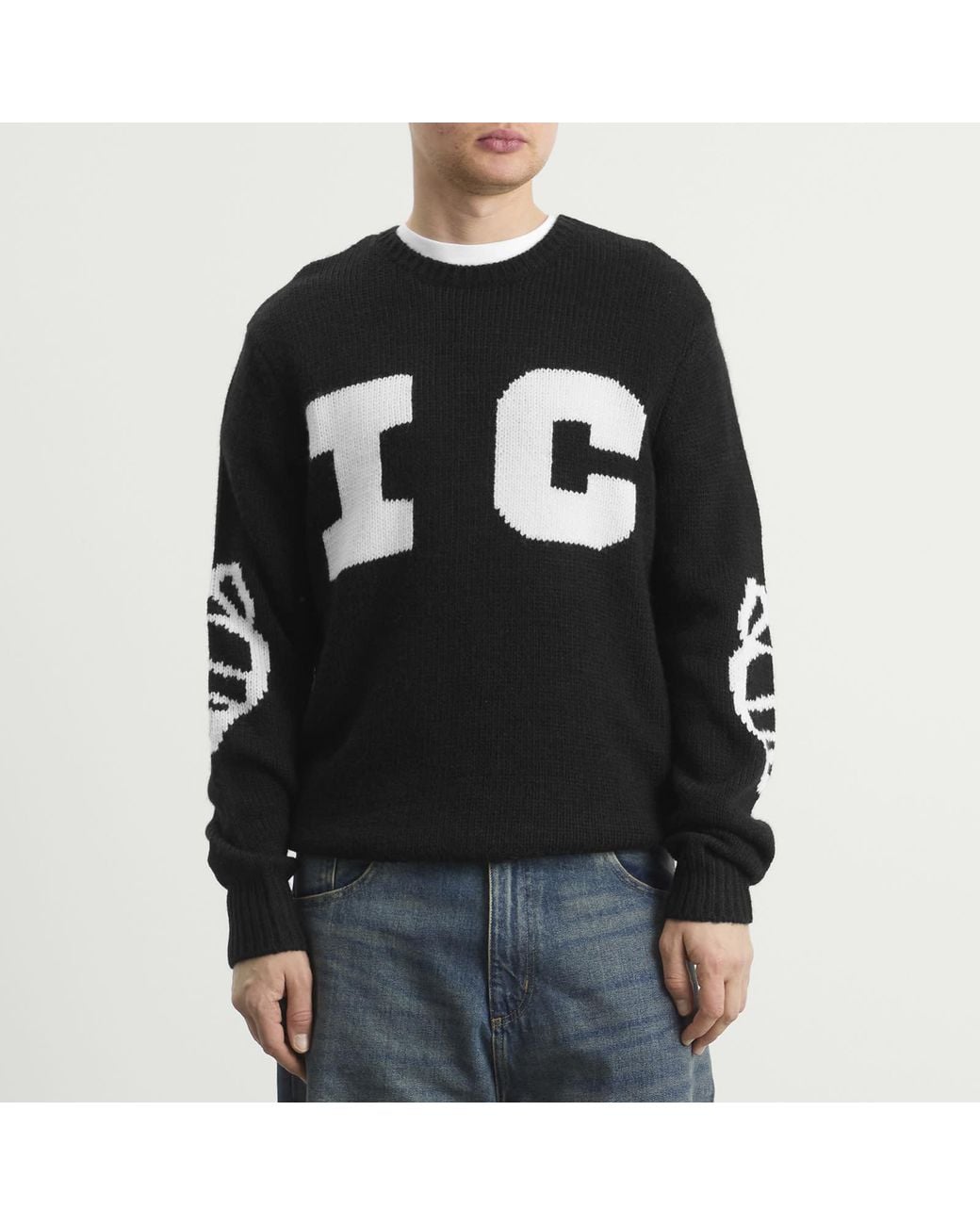 ICECREAM Black Running Dog Knitted Sweater for men