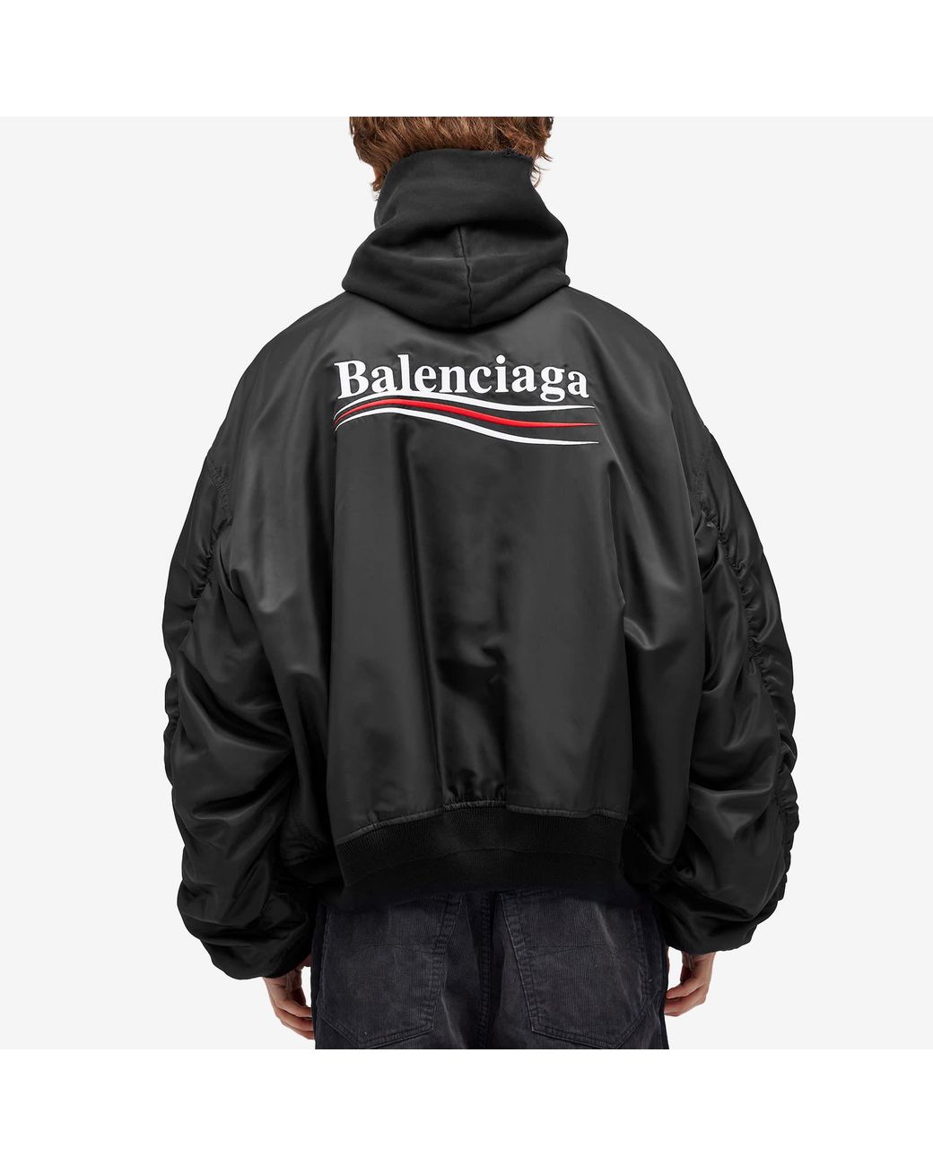 Balenciaga Political Campaign Oversized Bomber Jacket in Black for