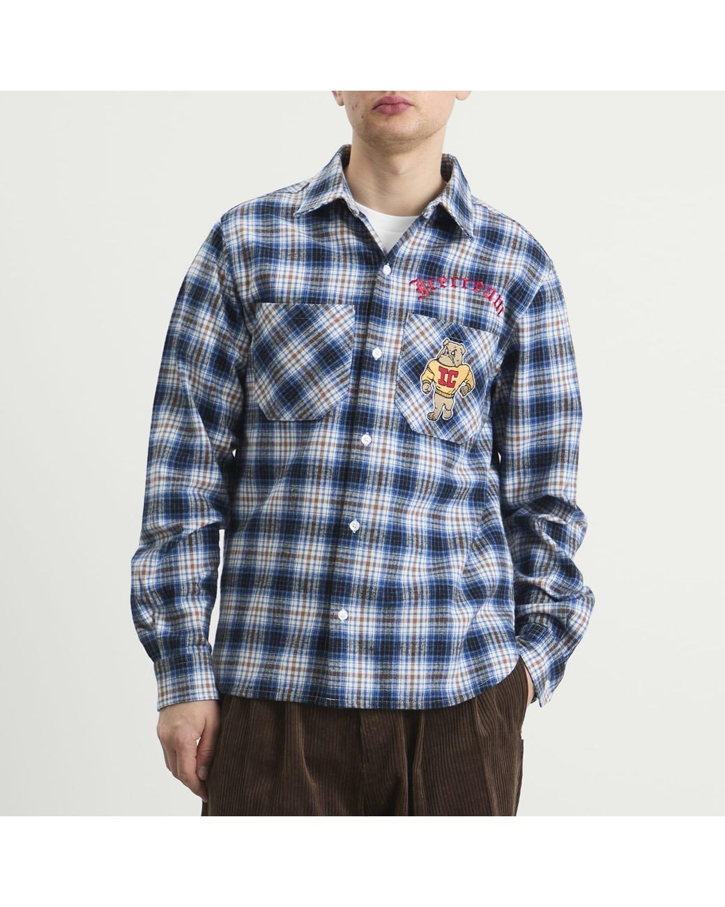 ICECREAM Blue Mascot Check Shirt for men
