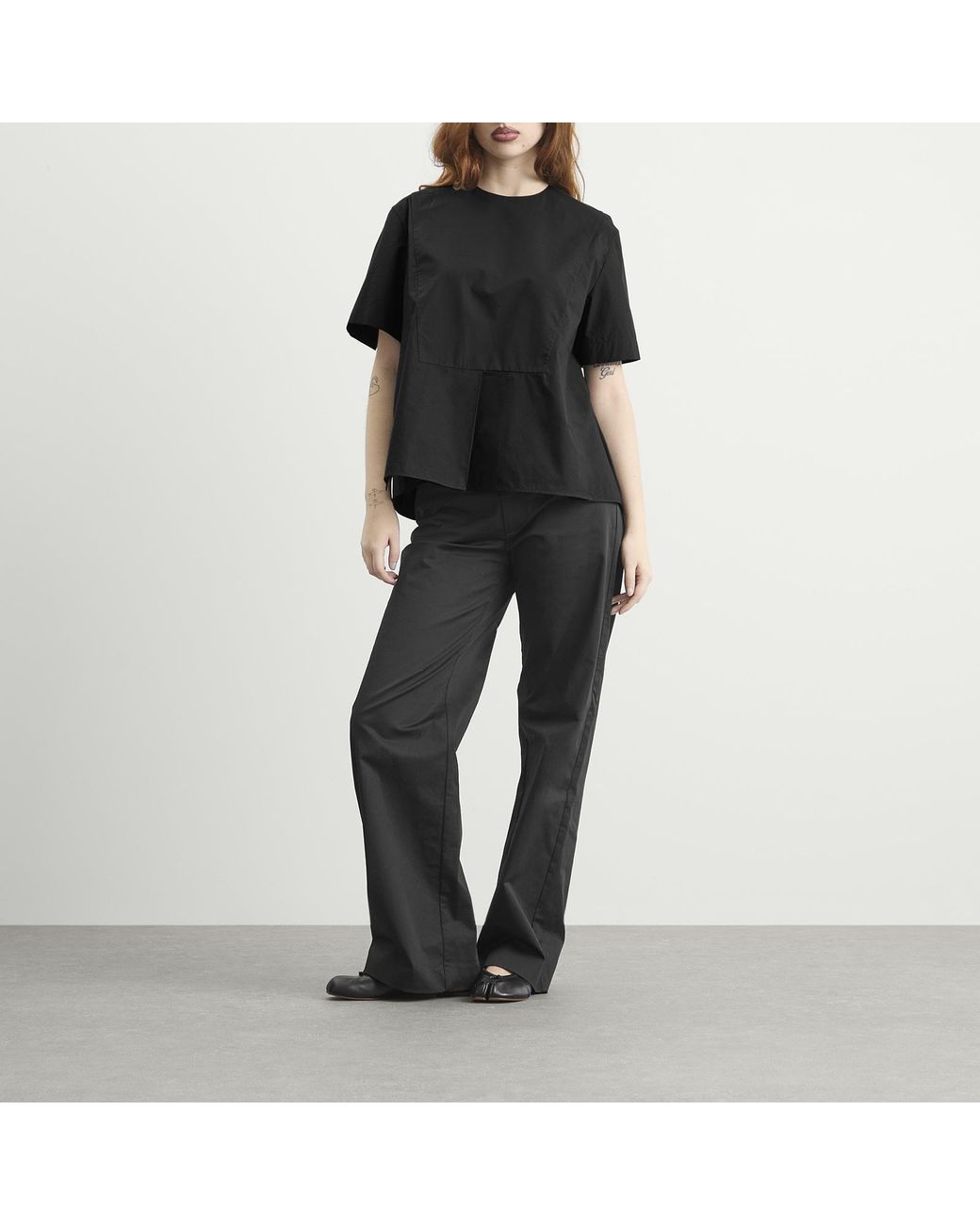 Jil Sander Black Pleat Back Formal Top