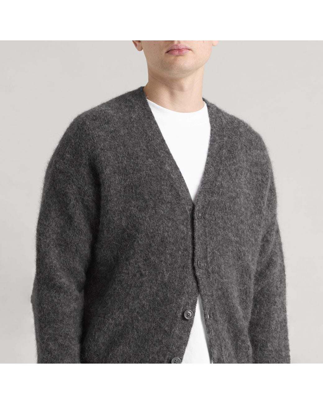 AMI Black Alpaca Cardigan With Adc for men