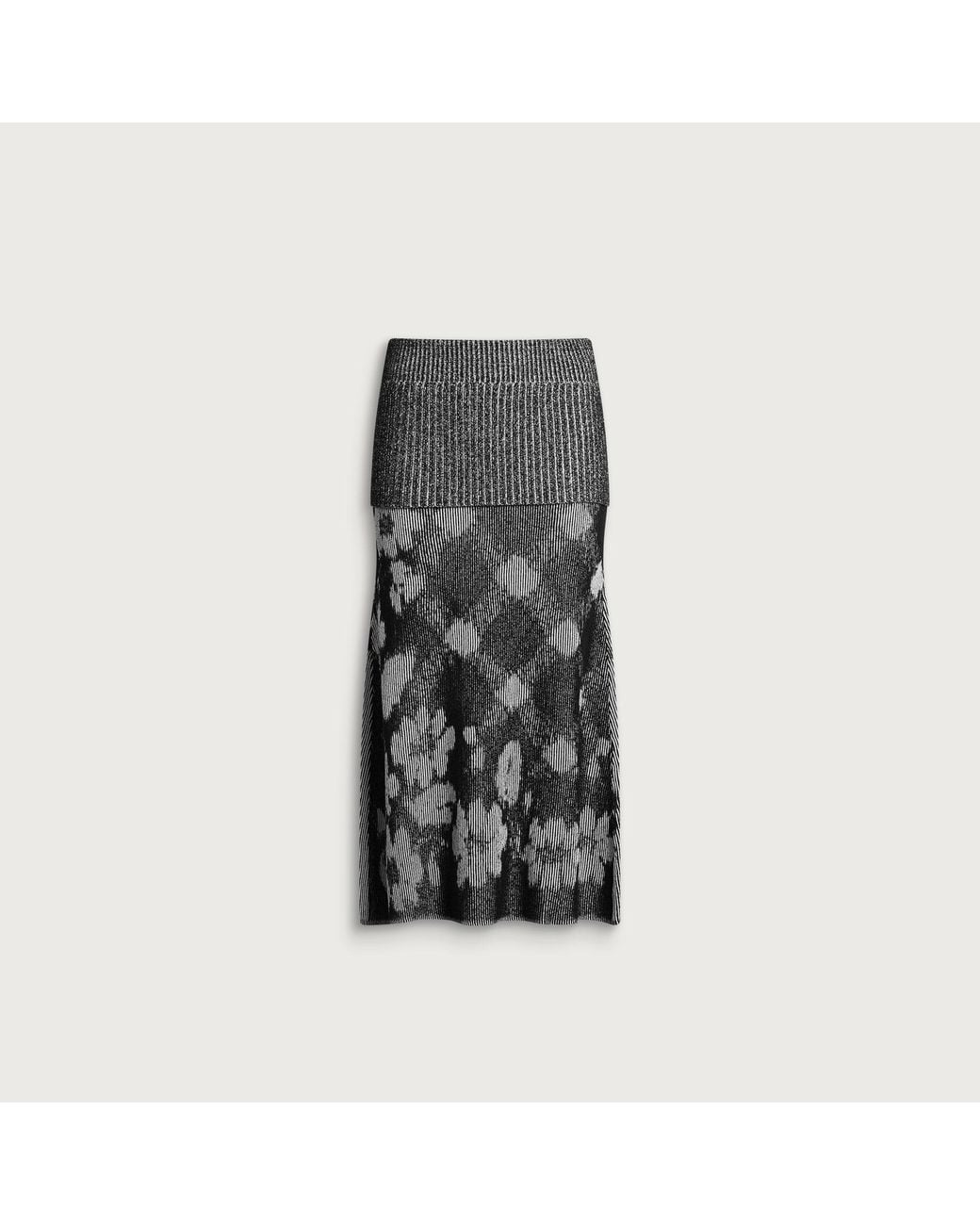 PAOLINA RUSSO Gray Illusion Knit Long Skirt