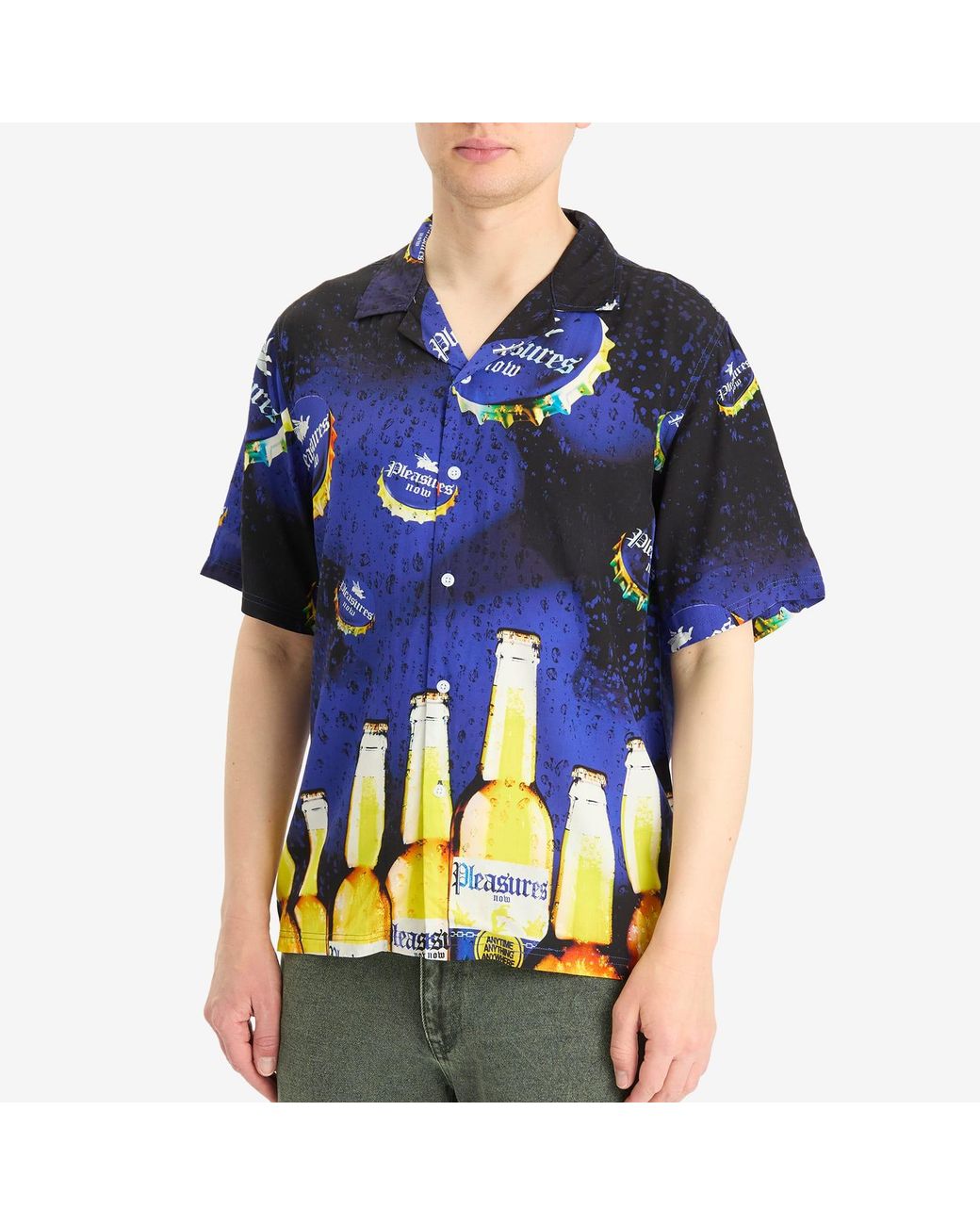 Pleasures Blue Cerveza Vacation Shirt for men
