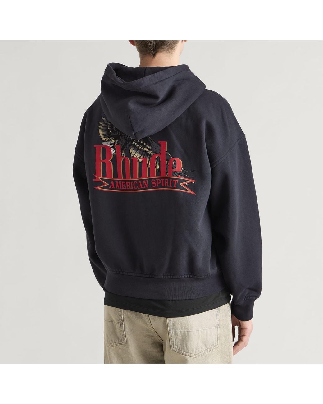 Rhude Blue American Spirit Zip-Up Hoodie for men