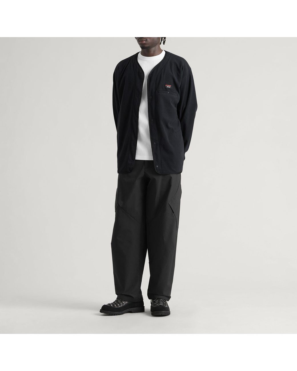 NANGA Black Air Warm Fleece Cardigan for men