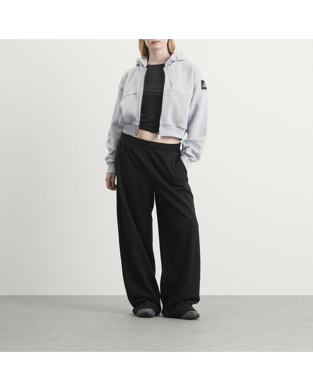 Adidas Gray Eqt Cropped Hoodie