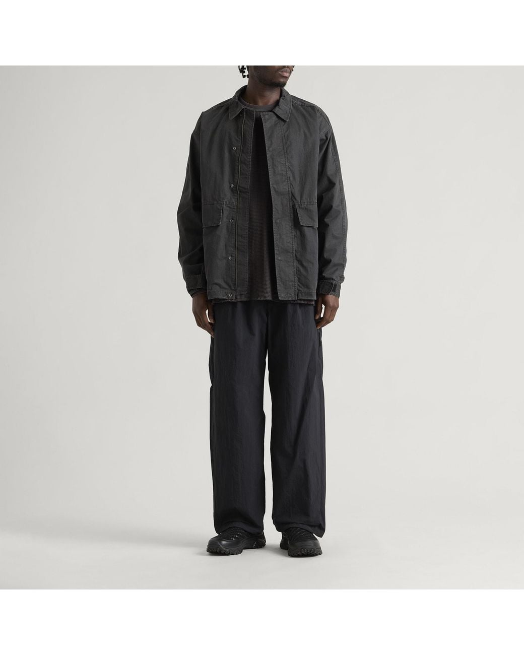 Snow Peak Black Heavyweight Waffle Pullover for men