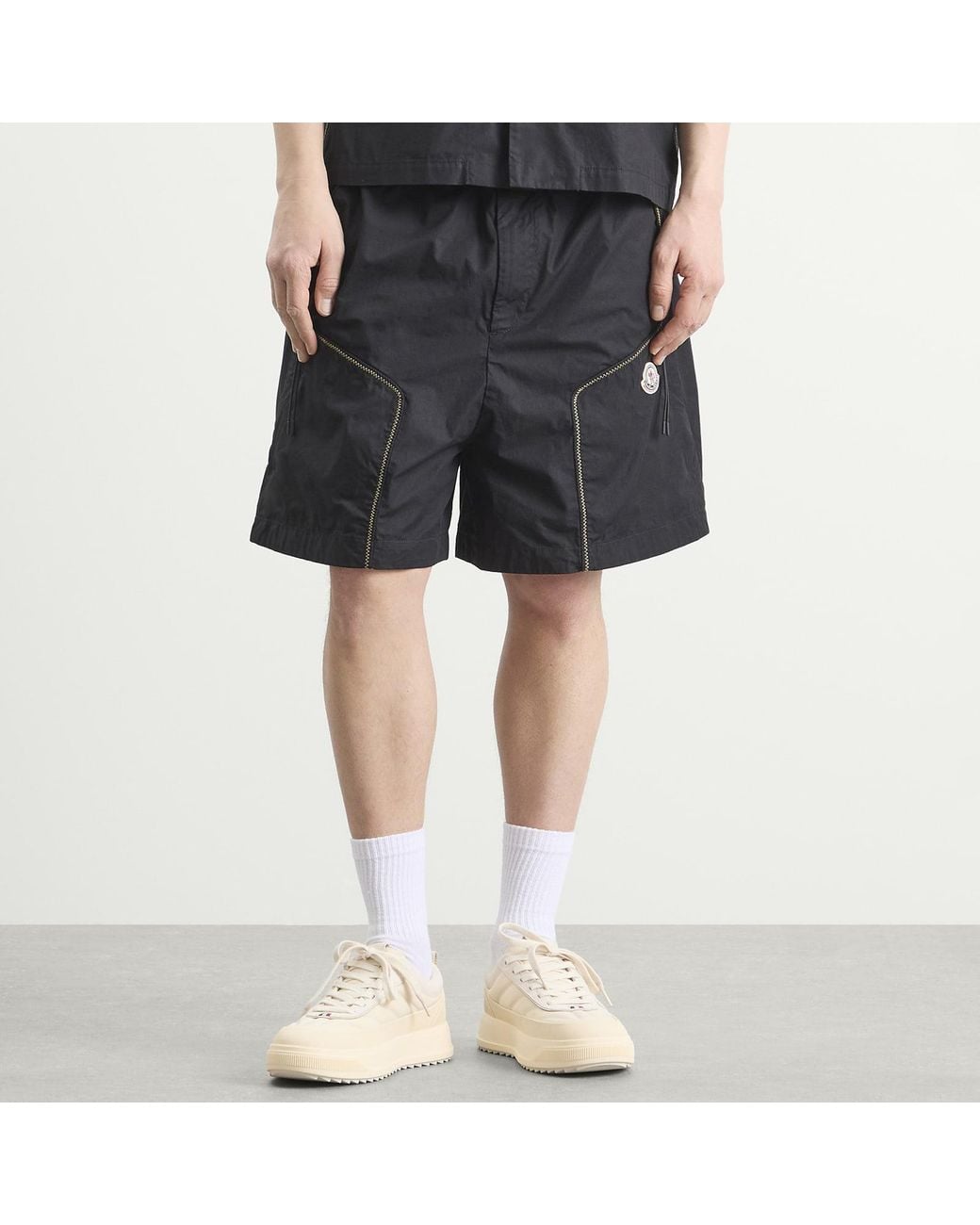 Moncler Black Contrast Stitch Shorts for men