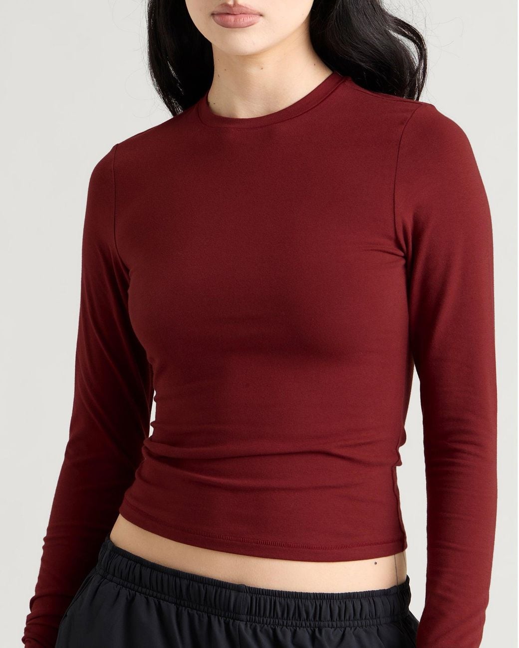 Skims Red Cotton Jersey Long Sleeve T-Shirt